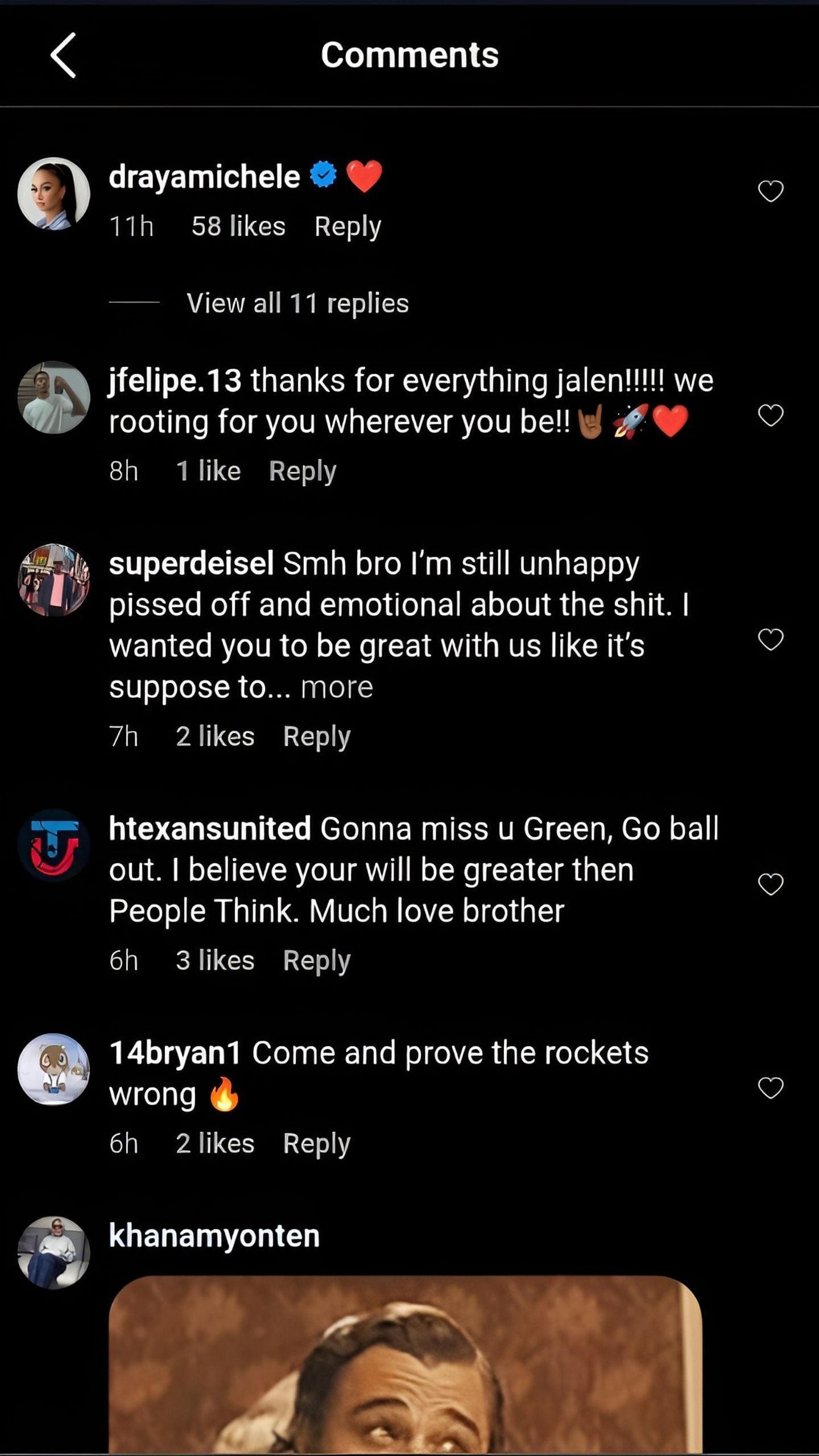 Draya Michele's comment on Jalen Green's farewell post